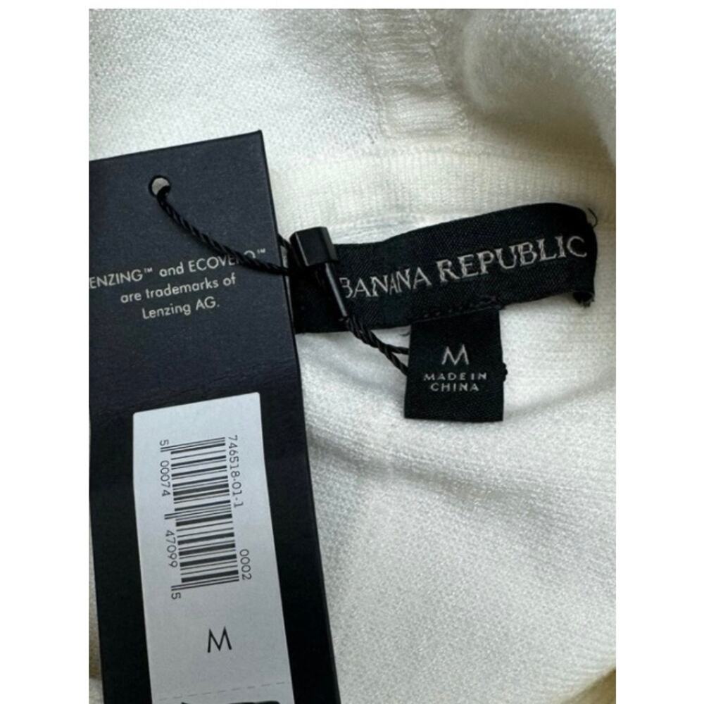 NWT Banana Republic Serene Sweater Women’s Medium Cream ECOVERO Hooded Tunic - Picture 7 of 8